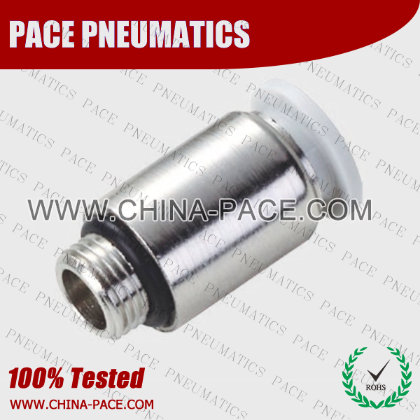 G Thread Round Male Straight push in fittings, pneumatic fittings, one touch fittings, push to connect fittings, air fittings